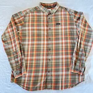 Columbia | Button Down Shirt | Plaid Orange Green Ivory | Men’s Size L